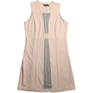 DKNY Womens Peach Pink Mesh Back Open Front Sleeveless Duster Vest Size S